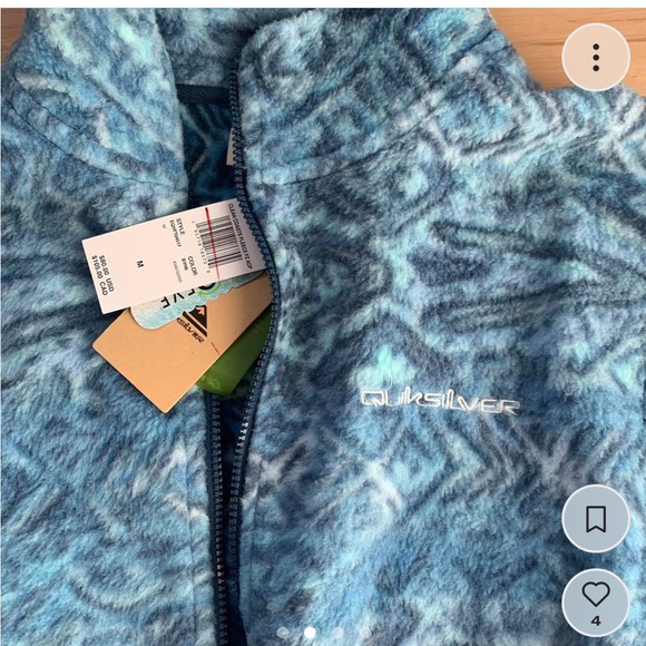 Quiksilver blue fleece soft zip up jacket size M NWT - Picture 2 of 3